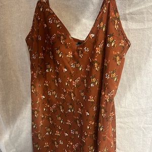 Wild fable floral orange midi silk slip dress